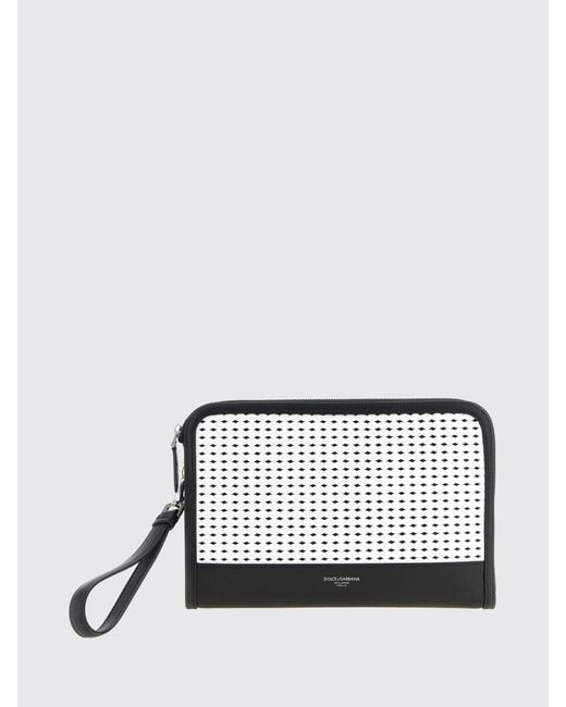 Dolce & Gabbana White Dolce &Amp Gabbana Atene Plongé Calfskin Pouch for men