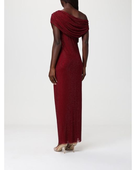Self-Portrait Red Jersey Dress With Rhinestones