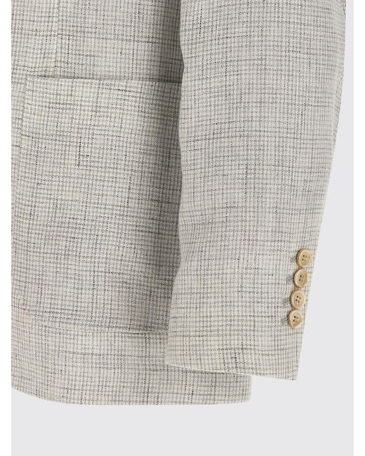 Brunello Cucinelli Gray Linen Single-Breasted Blazer for men