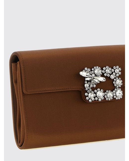 Roger Vivier Brown Mini Satin Bucket Bag With Jewel Buckle