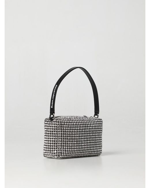 Alexander Wang Blue Wangloc Bag In Leather And Crystals