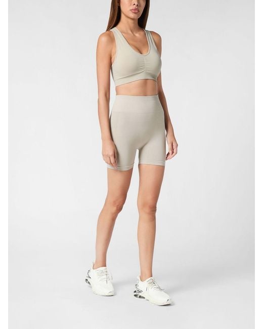 Philipp Plein White Technical Stretch Fabric Crop Top