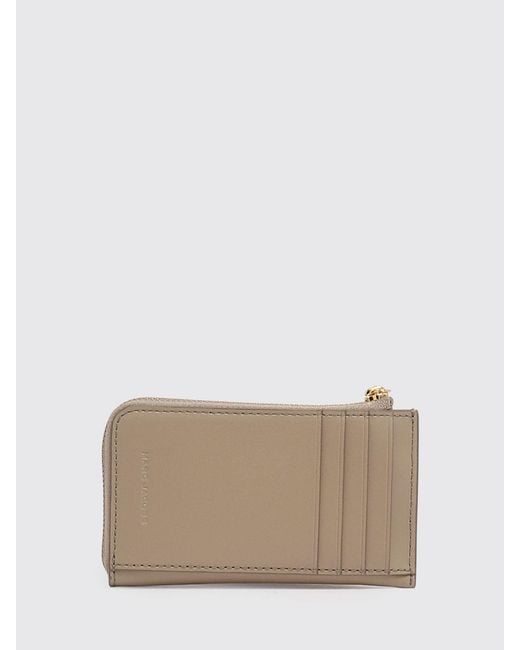 Marc Jacobs Natural Leather Card Holder With A Zip Closure And Four Card Slots