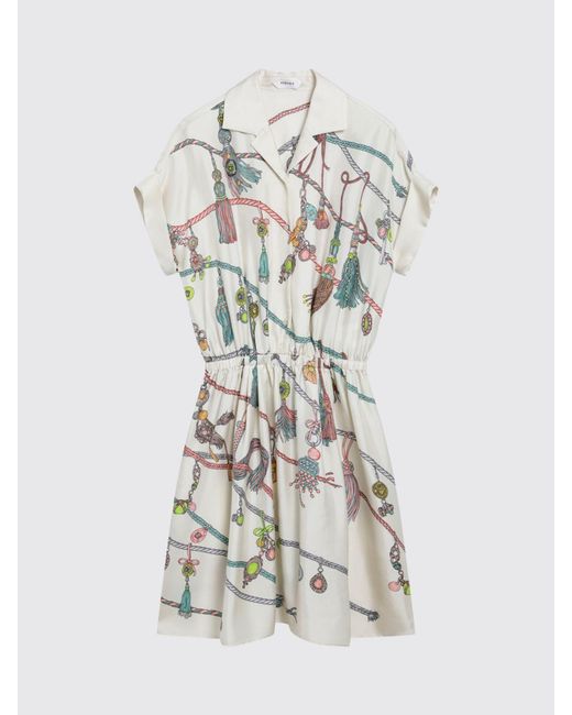 Versace White Graphic-Print Silk Twill Mini Shirt Dress With Ruched Waist