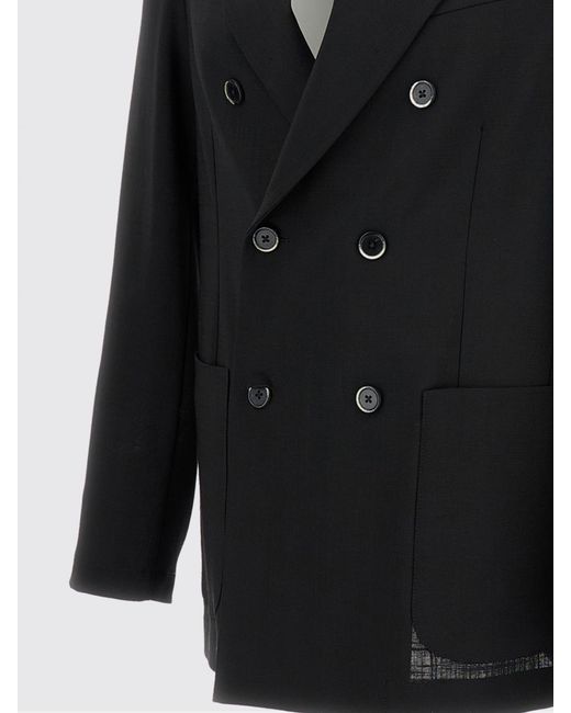 Barena Black Double-Breasted Virgin Wool Blazer for men