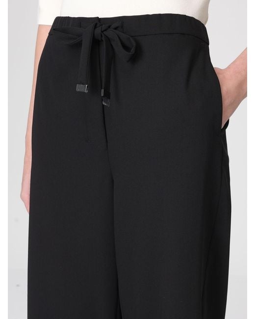 Max Mara Black Virgin Wool Trousers With Drawstring