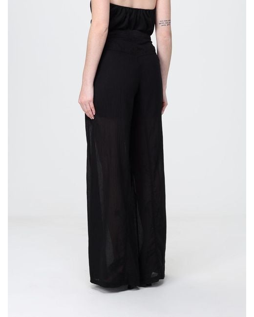 Pinko Black High-Waisted Wide-Leg Cotton Palazzo Pants With Drawstring