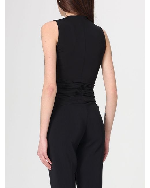 Elisabetta Franchi Black Viscose Top With Metallic Ring