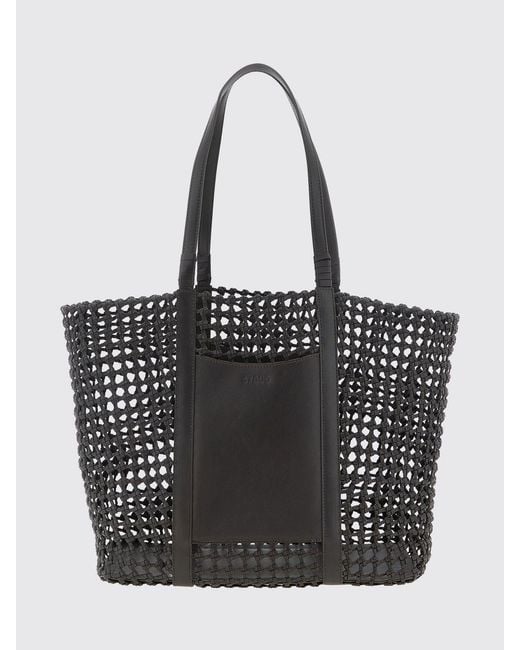 Staud Black Getaway Large Woven Leather Shoulder Bag