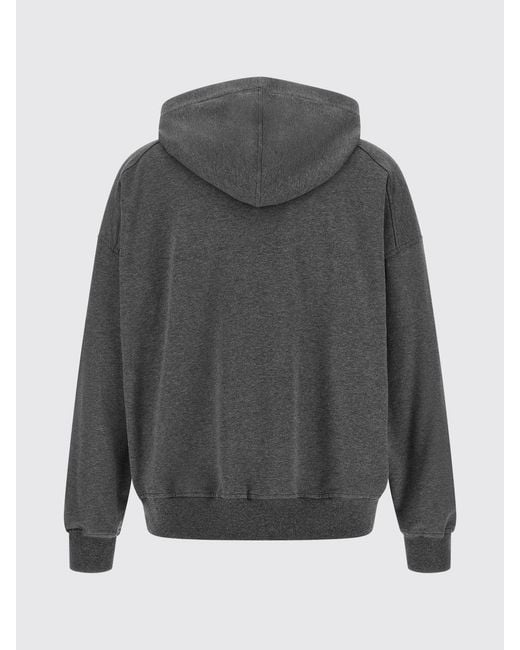 Brunello Cucinelli Gray Cotton Hooded Zip-Up Sweatshirt With Kangaroo Pocket