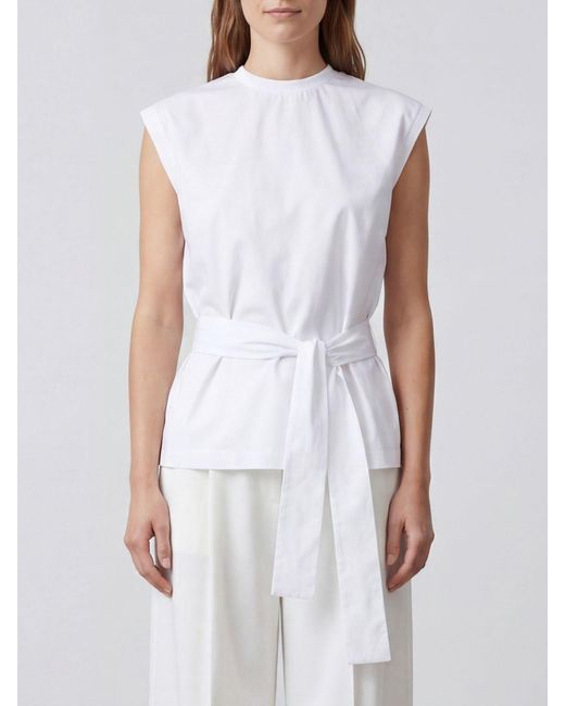 Tela White Cotton T-Shirts With Belt