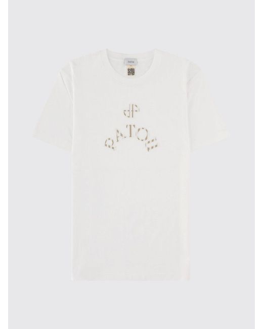 Patou White Cotton T-Shirt With Contrasting Logo And Crew Neck