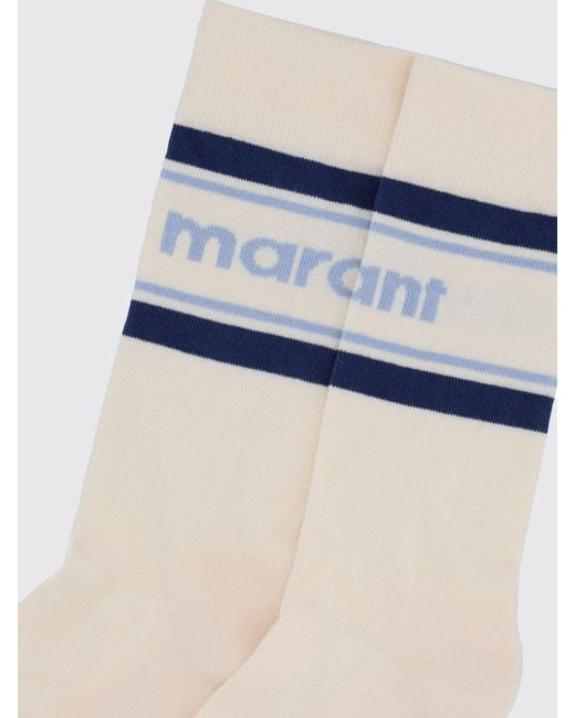 Isabel Marant Blue Jacquard Logo Stretch Cotton Socks