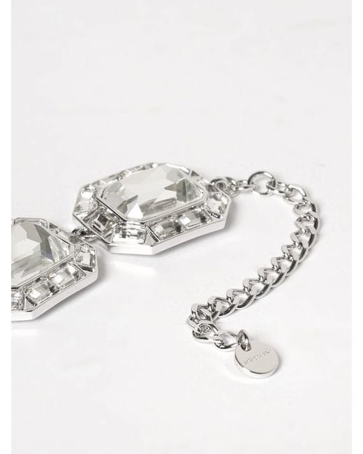 Self-Portrait Metallic Brass Choker Necklace With Square Crystals