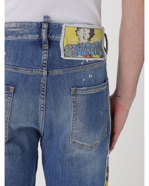 Jeans Betty Boop x in denim con patch di DSquared² in Blue da Uomo