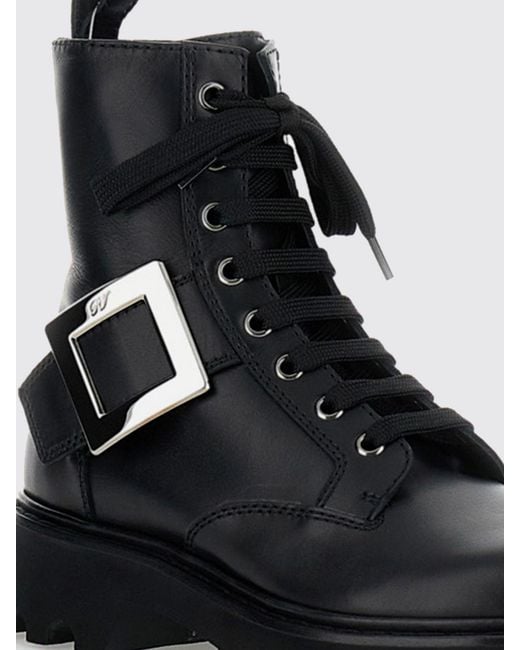 Roger Vivier Black Flat Ankle Boots