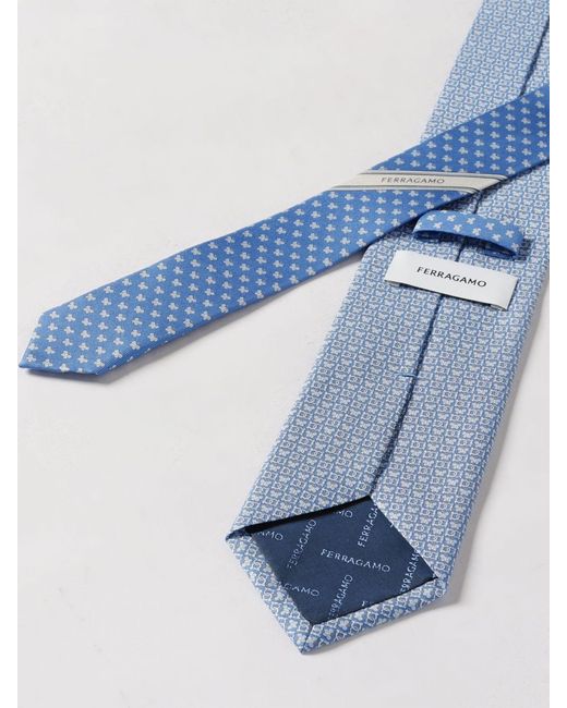 Ferragamo White Gancini Butterfly Print Silk Tie for men