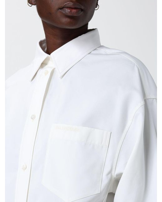 Balenciaga White Cotton And Silk Poplin Shirt