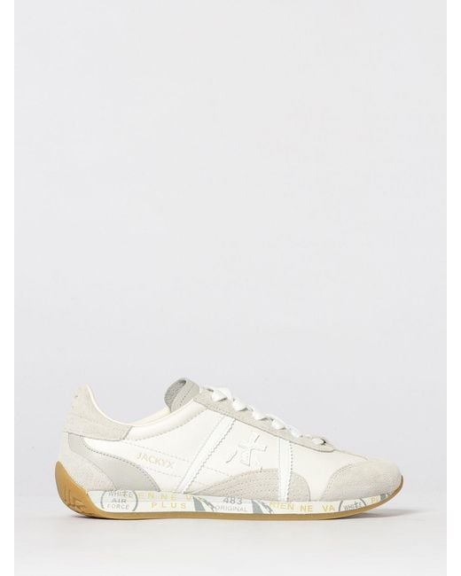 Premiata White Jackyx Leather Sneakers