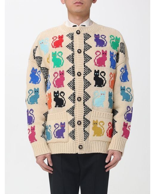Valentino Gray Jacquard Wool Cardigan for men
