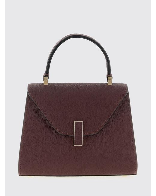 Valextra Purple Iside Mini Grained Leather Bag