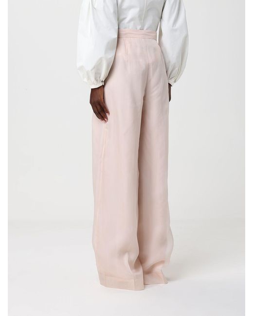 Max Mara Pink Silk Flared Trousers