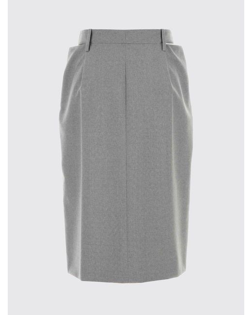 Jil Sander Gray Virgin Wool Midi Skirt