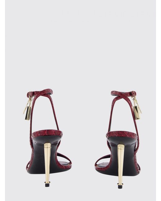 Tom Ford Pink Padlock Python Print Leather Sandals