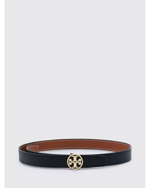 Tory Burch White Miller Leather Belt With Double T Logo