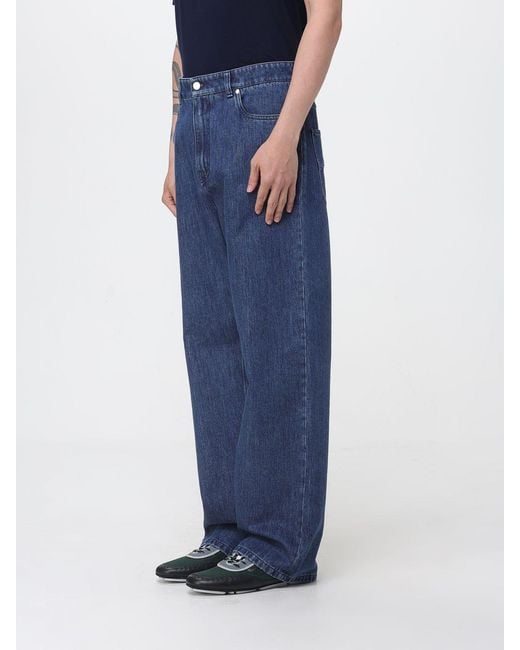 Fendi Blue Wide-Leg Cotton Denim Jeans for men