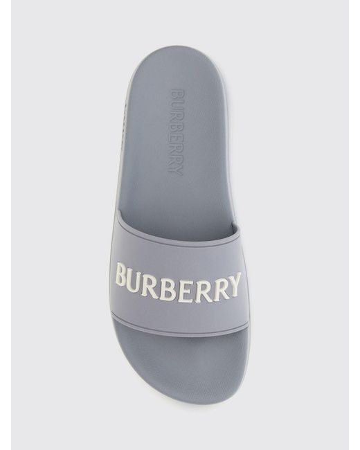 Burberry White Rubber Slides With Contrasting Lettering Logo for men