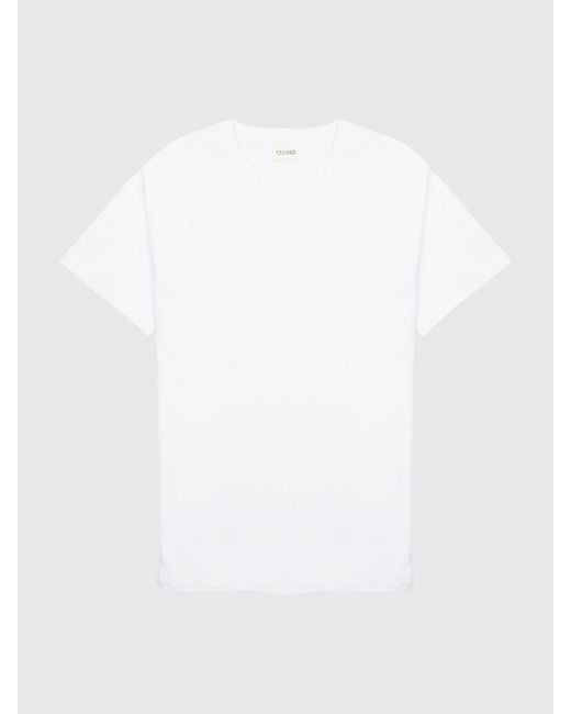 Closed White Crew Neck Cotton T-Shirt With A Straight Hem And Regular Shoulders for men