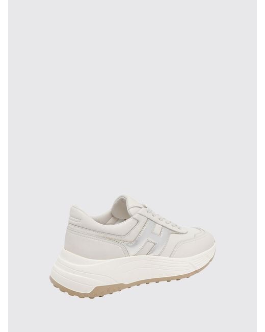 Hogan White Hi-Fi Smooth And Laminated Nappa Leather Sneakers With Chunky Sole