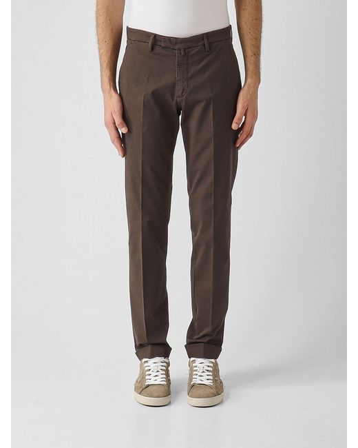 Briglia 1949 Gray Stretch Cotton Chino Trousers for men