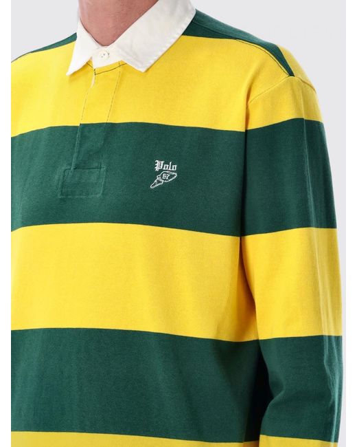 Polo Ralph Lauren Yellow Striped Long Sleeve Polo Shirt for men
