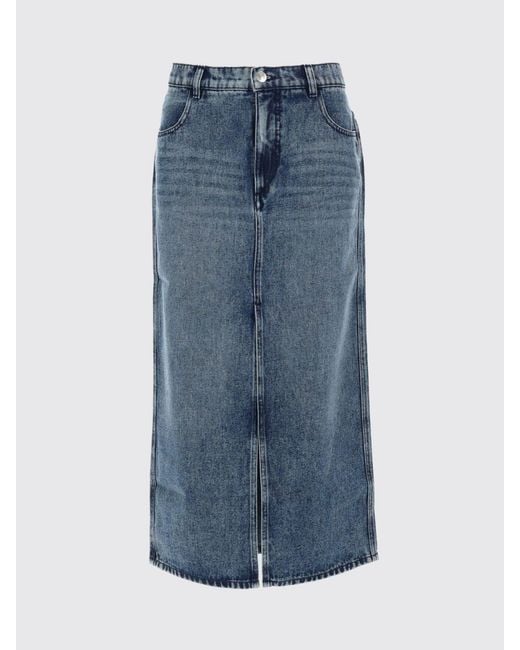 Isabel Marant Blue High-Waisted Lyocell Denim Midi Pencil Skirt With Front Slit
