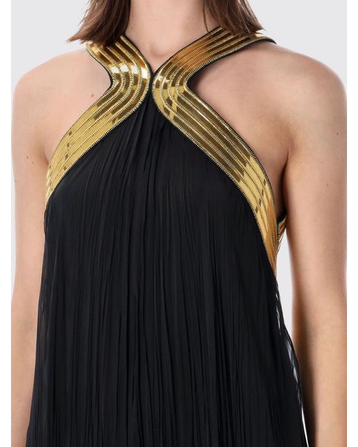 Alberta Ferretti Black Long Halterneck Linen Gown With Sequin Embellishments