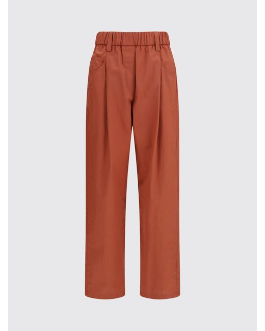 Brunello Cucinelli Red Slim Fit Cotton Trousers