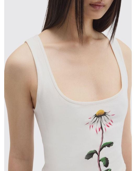 MACCAPANI White Daisy Floral Cotton Corset Top