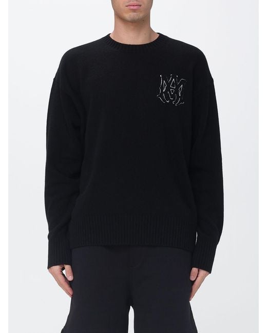 Amiri Black Virgin Wool Crew-Neck Pullover for men