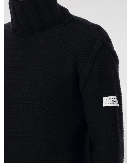 MM6 by Maison Margiela Black Turtleneck Sweater With Logo for men