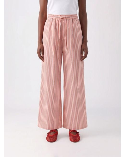 Dolce & Gabbana Pink Dolce &Amp Gabbana Striped Cotton And Silk Palazzo Trousers