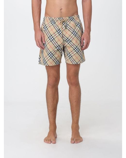 Burberry Natural Vintage Check Print Nylon Swim Shorts for men