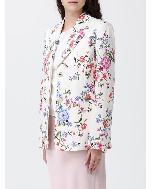 Liu Jo White Single-Breasted Floral Cotton Blazer