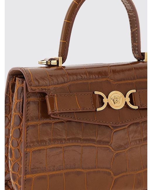 Versace Brown Medusa '95 Crocodile-Print Leather Bag