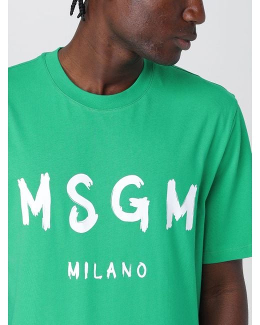 T-shirt in cotone di MSGM in Green da Uomo