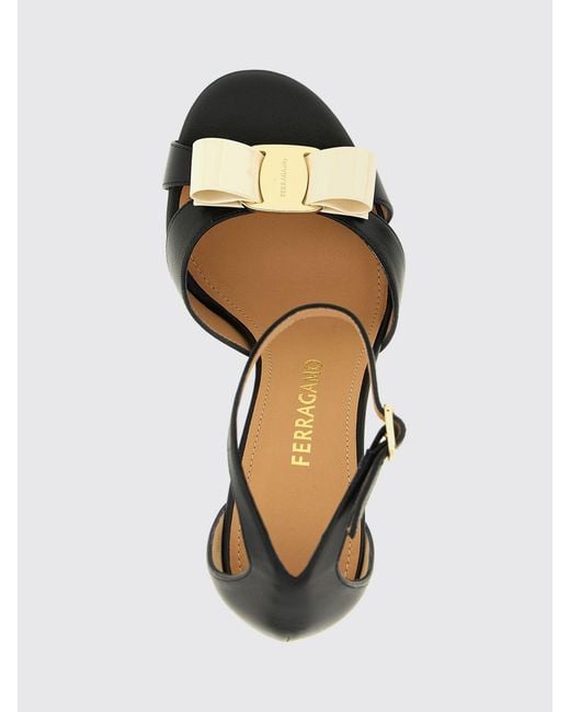Ferragamo White Leather Sandal With Vara Bow