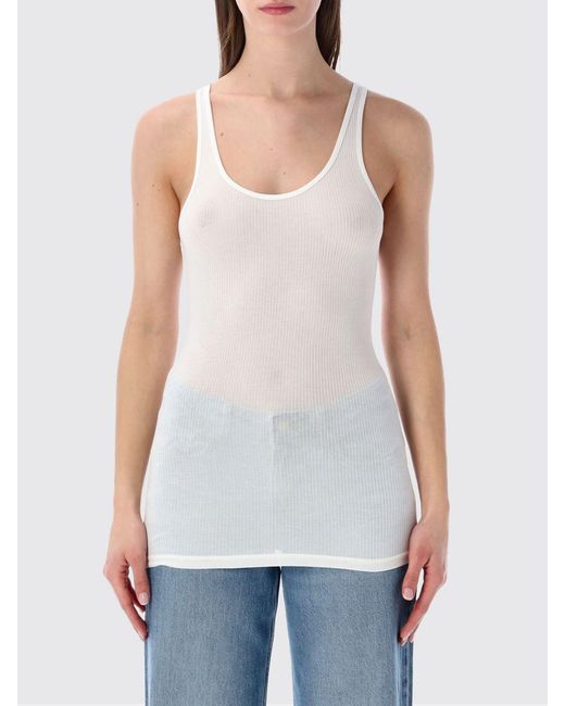 James Perse White Slim Fit Stretch-Cotton Top With Thin Straps