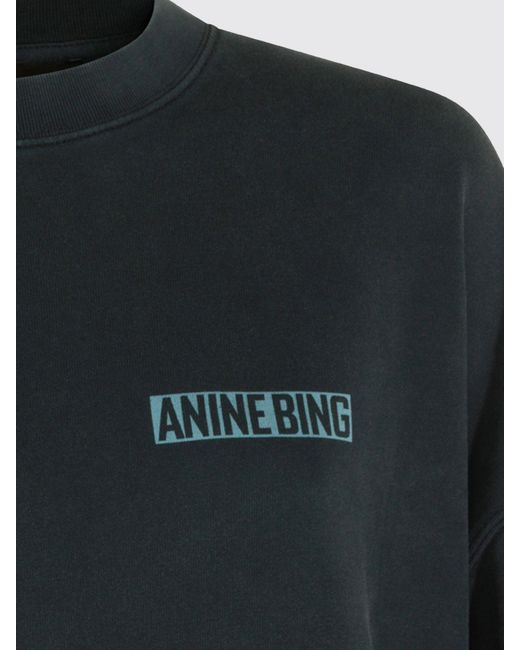Anine Bing Black Cotton Crewneck Sweatshirt With Relaxed Fit And Back Logo
