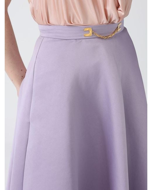 Elisabetta Franchi Purple Satin Skirt